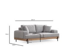 Atelier Del Sofa 3-sedežna zofa, Eti Oak, 3 sedeži - siva