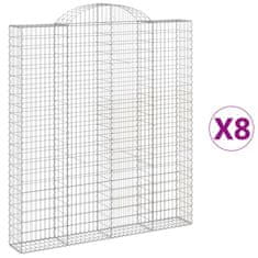 Vidaxl Obokane gabion košare 8 kos 200x30x220/240 cm pocinkano železo