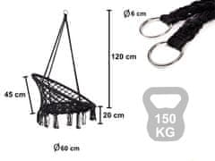 Aga Gugalnik Gnezdo z naslonjalom 80cm črn