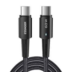 slomart Kabel Essager 1 m (črn) od USB-C do USB-C 60W