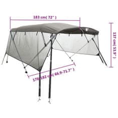 Vidaxl Bimini tenda s 3 loki in stranicami 183x(170-182)x137 cm