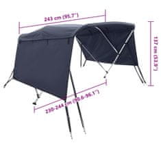 Vidaxl Bimini tenda s 4 loki in stranicami 243x(230-244)x137 cm