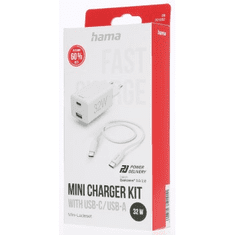 Hama komplet: hitri polnilec USB-C PD/QC, USB-A, 32 W + kabel USB-C 1 m