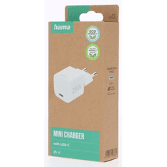 Hama Eco USB hitri polnilec, USB-C PD/QC 25 W, bel