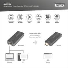 Digitus DS-55324 Brezžični video podaljšek 4K, 30 m (USB-C - HDMI)