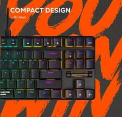 Canyon Gaming Keyboard Cometstrike TLK GK-50, mehanska, žična, multimedijska, osvetljena, 87 tipk, CS postavitev