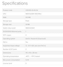 Mikrotik Cloud Router Switch CRS305-1G-4S+IN, dvojni zagon (SwitchOS, RouterOS)