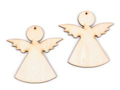 Leseni angel za obešanje / lepljenje - (7,9x8,2 cm) naravna svetloba (2 kosa)