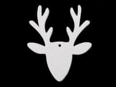 Leseni okraski Božič snežinke, zvezda, drevo, zvonec, konj, severni jelen za obešanje / lepljenje - beli severni jelen (6 kosov)