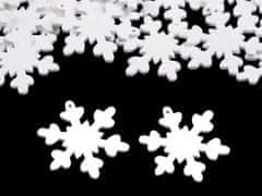 Lesena snežinka za obešanje/lepljenje - bela (10 kosov)