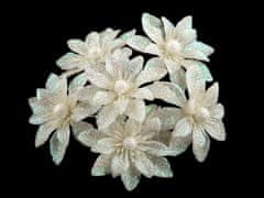 Božični cvet na žici z bleščicami - kremna svetloba (72 kosov)