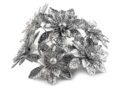Božični cvet na žici z bleščicami - srebrn (72 kosov)