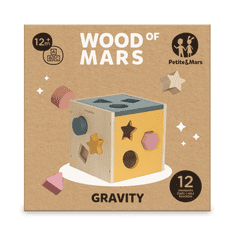 PETITE&MARS Lesena igrača za razvrščanje Gravity Wood of Mars 12m+