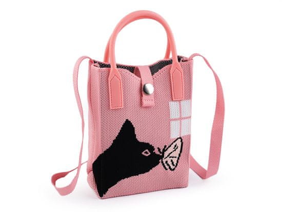 Dekliška tekstilna torbica / torbica mačka 12x18 cm - roza svetlo