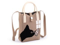Dekliška tekstilna torbica / torba mačka 12x18 cm - bež
