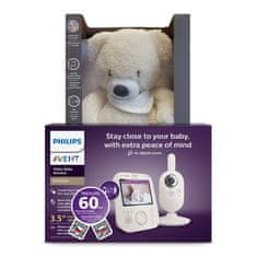 Philips Avent Baby Monitor Video SCD891/26+NATTOU Sleepy Bear Beige 0m+