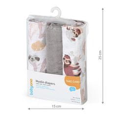 BabyOno Super mehke muslinske plenice 3 kosi - sive, 70x70 cm