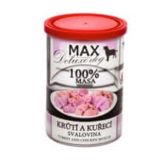 MAX Deluxe Dog puranje in piščančje mišično meso, v konzervi 400 g