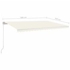 Vidaxl Ročno zložljiva tenda z LED lučmi 500x350 cm krem