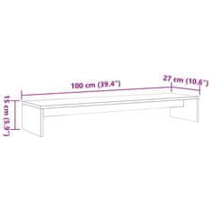 Vidaxl Stojalo za zaslon voščeno rjavo 100x27x15 cm trdna borovina