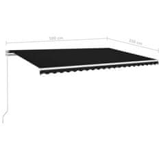 Vidaxl Ročno zložljiva tenda z LED lučmi 500x350 cm antracitna