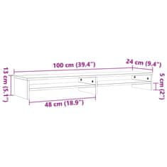 Vidaxl Stojalo za zaslon voščeno rjavo 100x24x13 cm trdna borovina