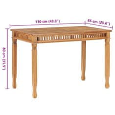 Vidaxl Vrtna jedilna miza 110x65x80 cm trdna tikovina