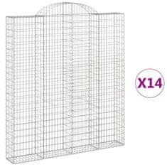 Vidaxl Obokane gabion košare 14 kos 200x30x220/240 cm pocinkano železo