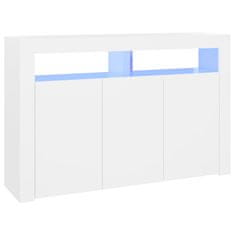 Vidaxl Komoda z LED lučkami bela 115,5x30x75 cm