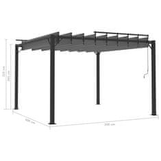 Vidaxl Paviljon z rešetkasto streho 3x3 m antracitno blago in aluminij