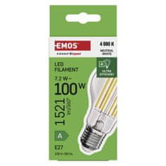 Emos LED žarnica Filament A60 A CLASS / E27 / 7,2 W (100 W) / 1521 lm / nevtralno bela