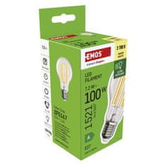 Emos LED žarnica Filament A60 A CLASS / E27 / 7,2 W (100 W) / 1521 lm / toplo bela