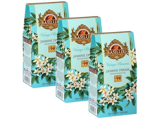 Basilur BASILUR VINTAGE BLOSSOMS - Jasmine Dream Črni listni čaj s cvetovi jasmina in cvetovi nageljna 75 g