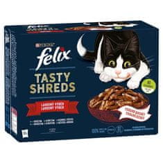 Felix TASTY SHREDS Multipack 12x80g govedina/ piščanec/ raca/ puran v soku