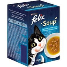 Felix Soup 6x48g juhe s polenovko, tuno in iverko za mačke