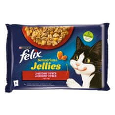 Felix Sensations Jellies vrečka 4x85g z govedino in piščancem v okusnem želeju