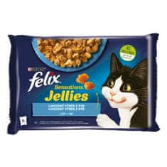 Felix Sensations Jellies vrečka 4x85g z lososom in polenovko v okusnem želeju