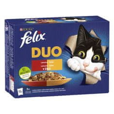 Felix Fantastic DUO vrečka 12x85g piščanec in ledvice, govedina in perutnina, puran in jetra, jagnjetina in teletina v želeju