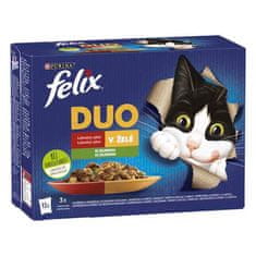 Felix Fantastic DUO Multipack vrečka 12x85g govedina/perutnina, jagnjetina/piščanec, puran/raca, svinjina/divjačina z zelenjavo v želeju