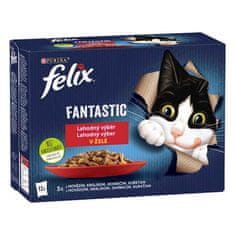 Felix Fantastic Multipack vrečka 12x85g s piščancem, govedino, zajcem in jagnjetino v želeju