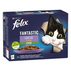 Felix Fantastic Multipack vrečka 12x85g govedina s korenjem, piščanec s paradižnikom, losos z bučkami, postrv s stročjim fižolom v želeju