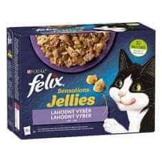 Felix Sensations Jellies vrečka 12x85g jagnjetina, skuša, polenovka, puran v okusnem želeju