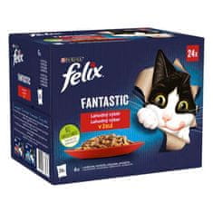 Felix Fantastic Multipack žepek 24x85g s piščancem, govedino, zajcem in jagnjetino v želeju