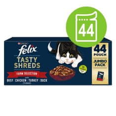 Felix TASTY SHREDS Multipack 44x80g s piščancem/govedino/raco/puranom v soku