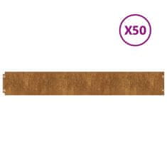 Vidaxl Robniki za trato 50 kosov 15x103 cm prilagodljivi corten jeklo