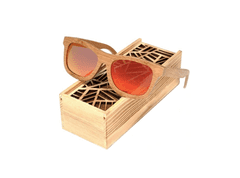 Ljubki dom Sončna lesena očala Debeli okvirji rdeča