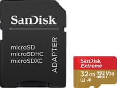 Extreme microSDHC 32GB + SD Adapter for Action Sports Cameras - 100MB/s A1 C10 V30 UHS-I U3