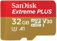 SanDisk San Disk Extreme PLUS micSDHC 32GB + SD Adapter + RescuePRO Deluxe 100MB/s A1 C10 V30 UHS-I U3