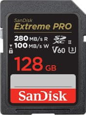 SanDisk Extreme PRO 128GB V60 UHS-II SD, 280/100MB/s,V60,C10,UHS-II