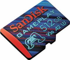 SanDisk GamePlay microSDXC UHS-I Card, 512GB Gaming microSDXC, 190MB/s, 130MB/s W, UHS-I, V30, U3, C10, RPD1, 